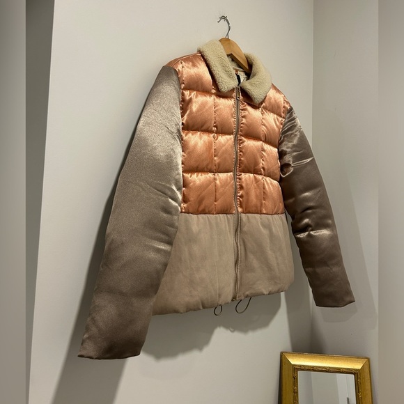 Maison Scotch Teddy-Collar Satin Bomber Jacket Size XS - Picture 9 of 16